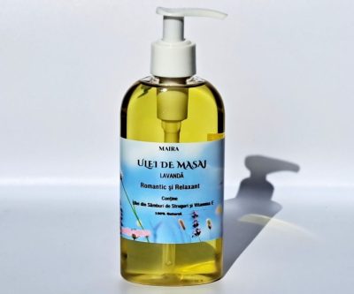 Ulei de masaj 200 ml cu lavandă pentru o atmosferă romantică și relaxantă