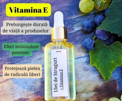 Ulei din sâmburi de struguri cu lavandă și vitamina E – hidratare, regenerare, antioxidant