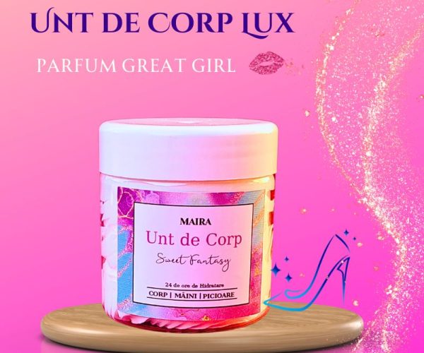 Imagine cu Unt de Corp Lux Great Girl, un produs hidratant cu un parfum floral-oriental sofisticat și catifelat.