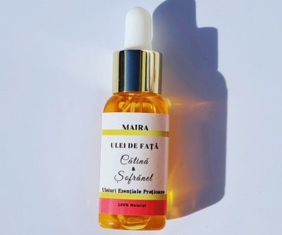 Ulei de față cu cătină, lămâie și geranium, pentru revitalizare și îngrijire naturală.