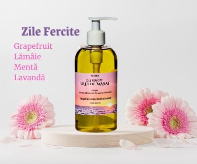 Ulei de masaj 200 ml cu grapefruit, lămâie, mentă și lavandă pentru o explozie de energie pozitivă
