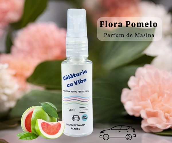 Parfum de mașină „Flora Pomelo”, 35 ml, pulverizator cu grapefruit roz, mango, fructe roșii, pentru o atmosferă revigorantă și energizantă în interiorul mașinii tale.