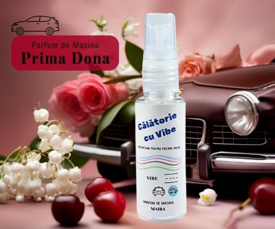 Parfum de mașină „Prima Dona”, 35 ml, pulverizator cu flori exotice pentru o aromă vibrantă, sofisticată și elegantă.