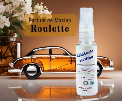 Parfum de mașină „Roulette”, 35 ml, pulverizator cu note de iasomie, șofran, lemn de cedru proaspăt tăiat pentru o atmosferă elegantă și sofisticată.