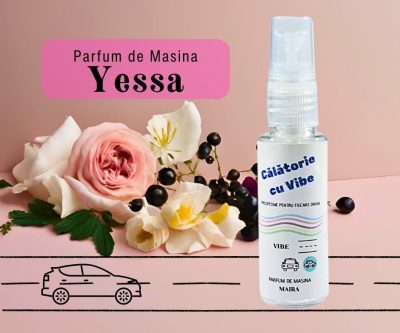 Parfum de mașină Yessa, 35 ml, pulverizator cu aromă de trandafir de Mai, freesia și coacăze negre pentru o atmosferă revigorantă.