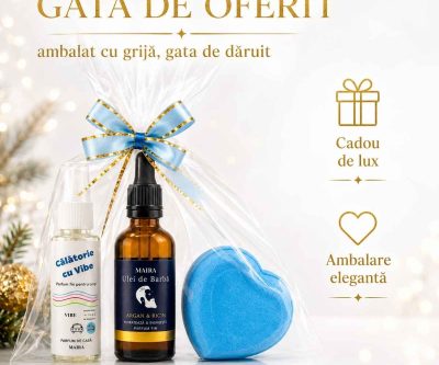 Set cadou Valentine's Day pentru bărbați: ulei de barbă, parfum de mașină și inimioară de baie efervescentă