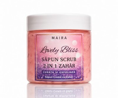 Scrub săpun cremă cu zahăr Lovely Bliss iris vanilie handmade MAIRA