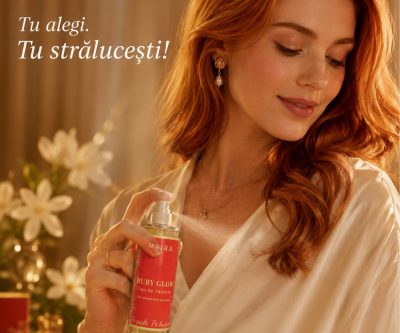 Eau de Toilette Ruby Glow MAIRA, parfum cu șofran și ambră lemnoasă