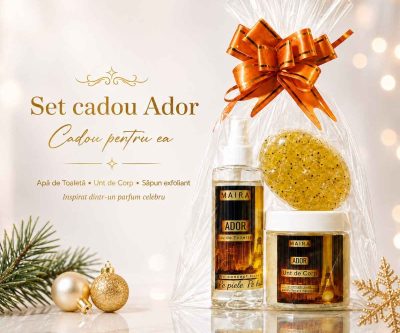 Set Cadou Ador MAIRA cu Eau de Toilette, unt de corp și săpun exfoliant