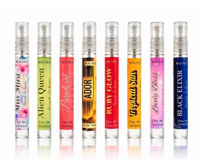 Set test apa de toilette 4 x 10 ml, alege 4 parfumuri preferate din 8 variante feminine.