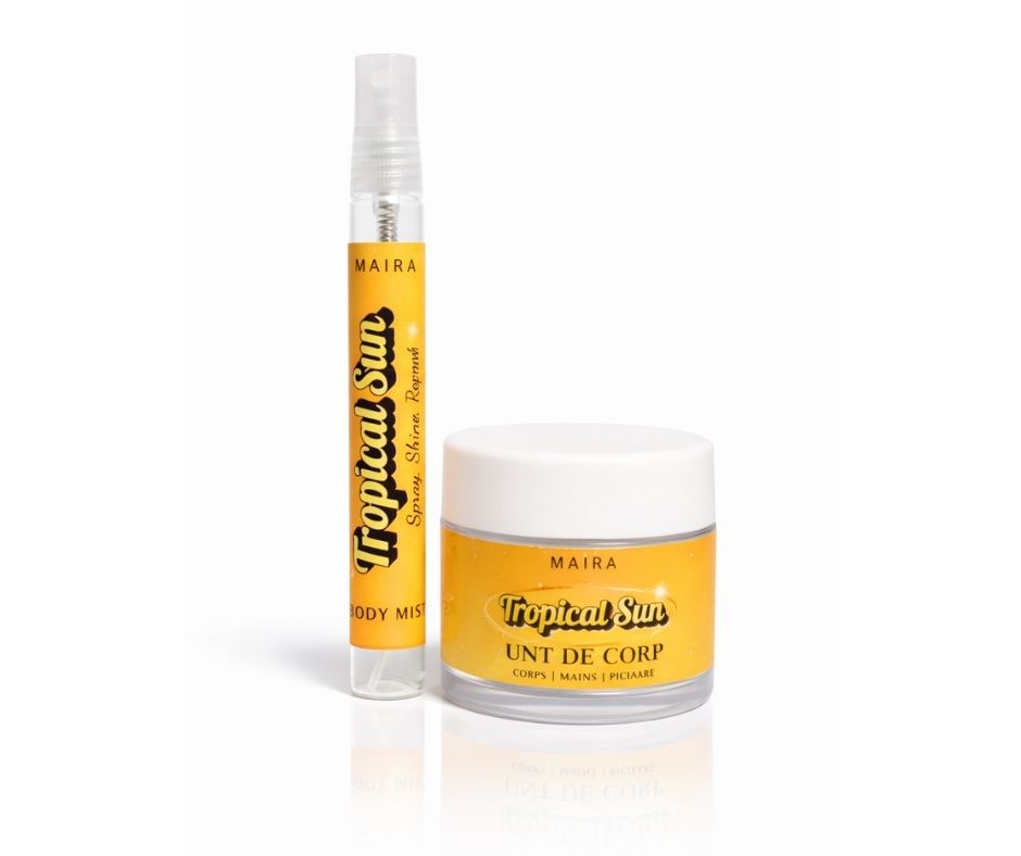 set-test-tropical-sun-unt-de-corp-mini-body-mist Set test Tropical Sun cu unt de corp mini și body mist, pentru testarea parfumului și a texturii untului de corp.