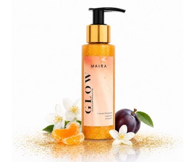 Ulei de corp cu sclipici gold GLOW ADOR, hidratant și parfumat, pentru piele luminoasă și efect glow auriu.