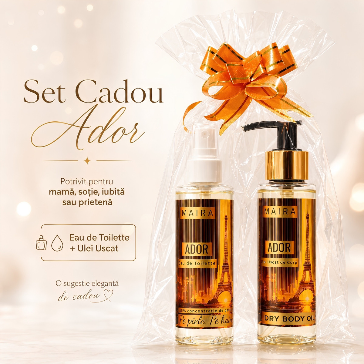 set-ulei-uscat-hidratant-eau-de-toilette-ador-parfum-elegant-parizian-cadou set ulei uscat de corp hidratant si eau de toilette ador parfum feminin elegant rafinat inspirat de eleganta pariziana