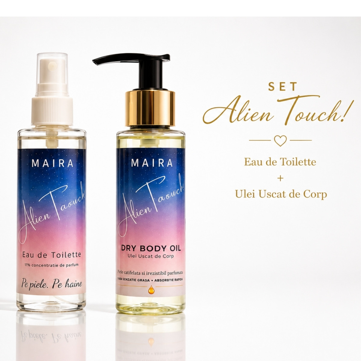 set-ulei-uscat-hidratant-eau-de-toilette-alien-touch-oriental-floral-intens-persistent eau de toilette alien touch parfum oriental floral intens senzual persistent