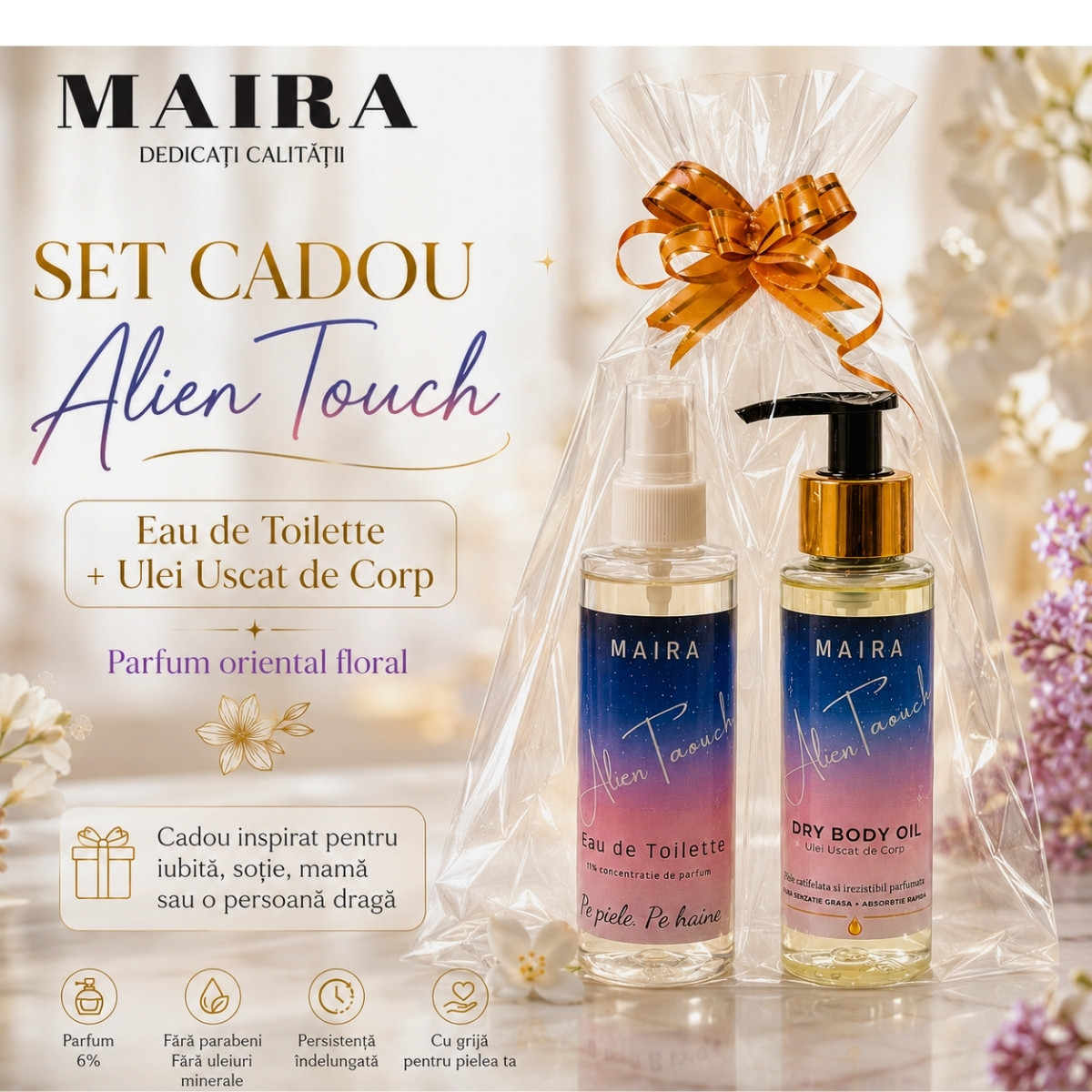 set-ulei-uscat-hidratant-eau-de-toilette-alien-touch-oriental-floral-intens-persistent-cadou eau de toilette alien touch parfum oriental floral intens senzual persistent