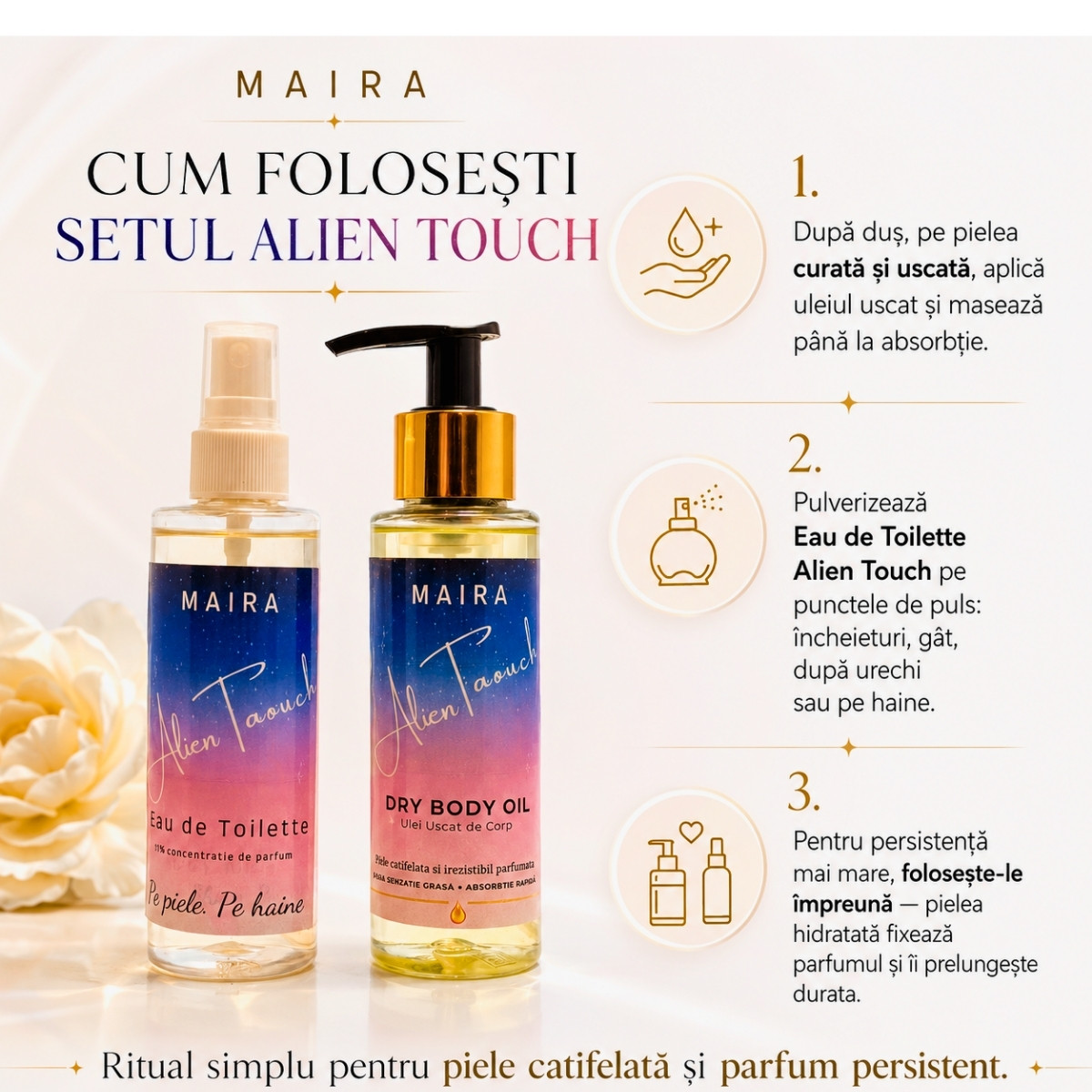 set-ulei-uscat-hidratant-eau-de-toilette-alien-touch-oriental-floral-intens-persistent-mod-de-utilizare eau de toilette alien touch parfum oriental floral intens senzual persistent