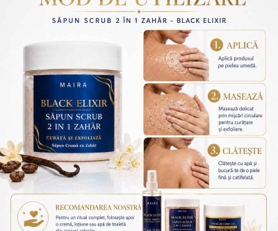scrub 2 in 1 sapun crema cu zahar black elixir 120g cu parfum intens seducator