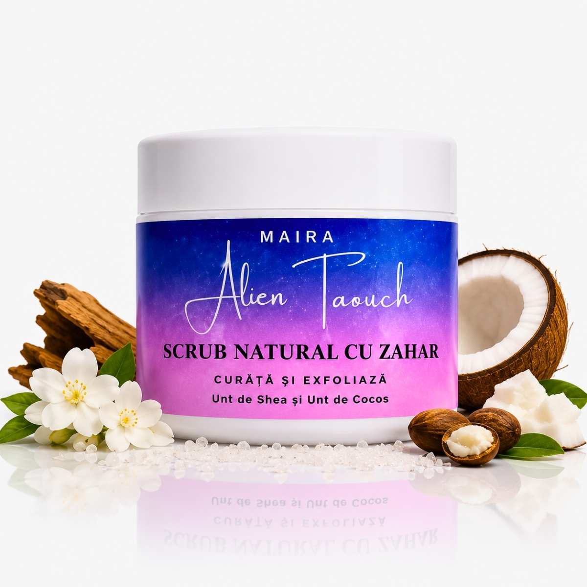scrub-corp-emulsifiant-zahar-alien-touch-parfum-floral-intens scrub de corp emulsifiant cu zahar alien touch 200g parfum floral intens cu iasomie alba si chihlimbar