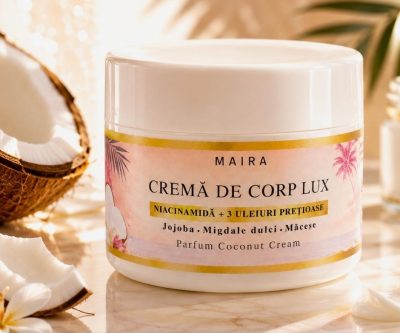 Cremă de corp Lux cu Niacinamide pentru pielea uscată, varianta Coconut Cream, recipient 200 g.