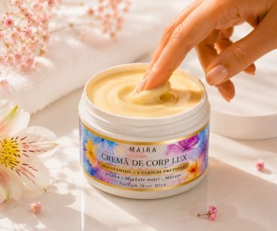 Cremă de corp Lux cu Niacinamide pentru hidratarea pielii uscate, varianta Miss Mira, recipient 200 g.