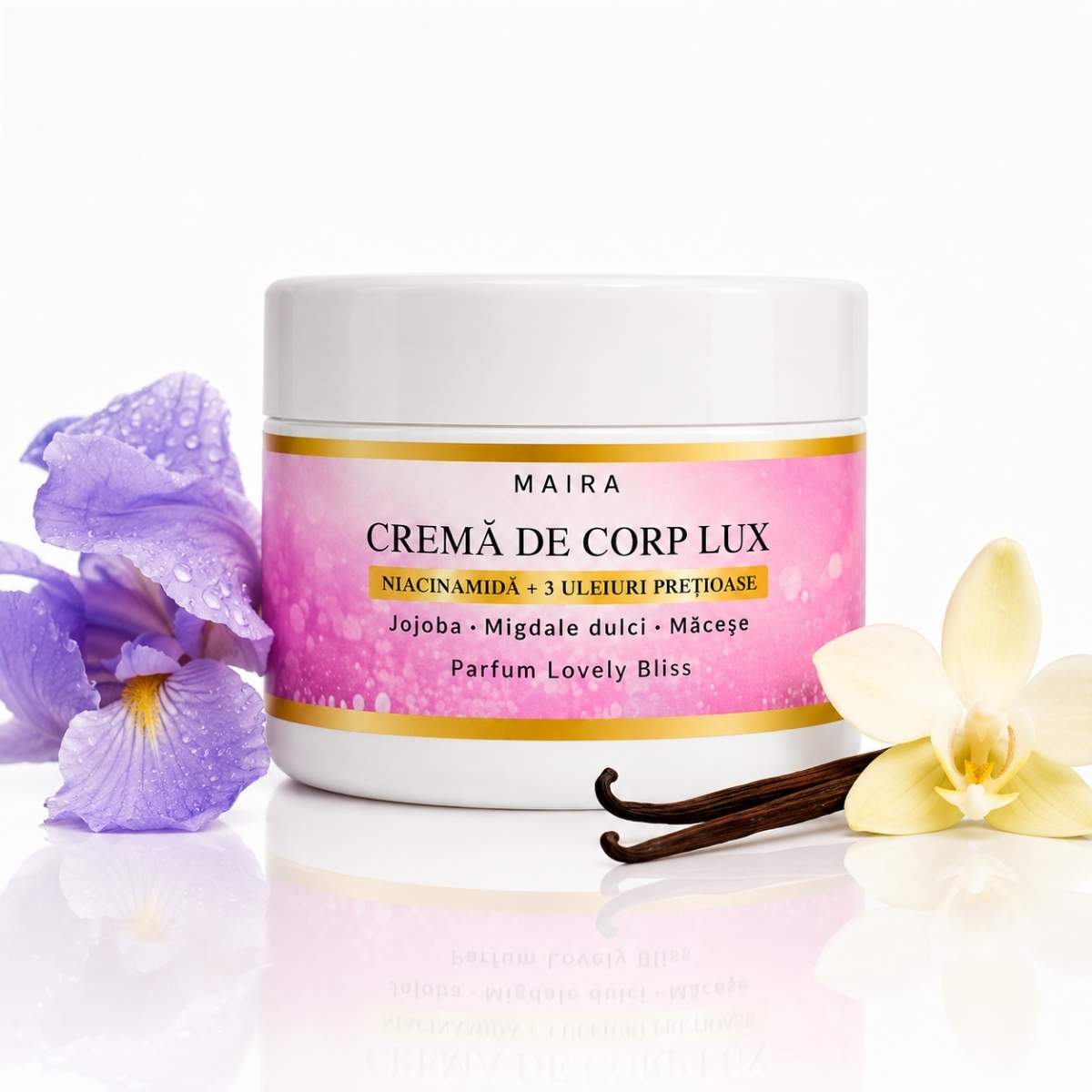 crema-de-corp-lux-niacinamide-lovely-bliss-hidratanta-200g Cremă de corp Lux cu Niacinamide pentru hidratarea pielii, varianta Lovely Bliss, recipient 200 g.