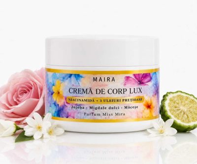 Cremă de corp Lux cu Niacinamide pentru hidratarea pielii uscate, varianta Miss Mira, recipient 200 g.