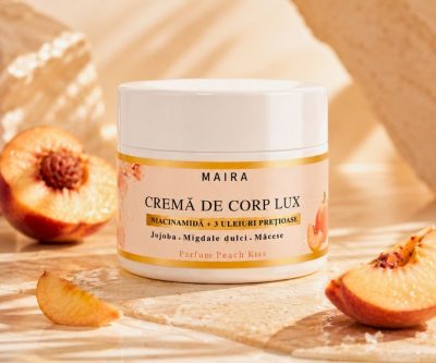 Cremă de corp Lux cu Niacinamide pentru hidratarea pielii, varianta Peach Kiss, recipient 200 g.