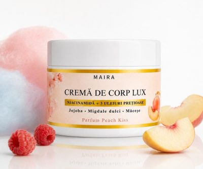 Cremă de corp Lux cu Niacinamide pentru hidratarea pielii, varianta Peach Kiss, recipient 200 g.