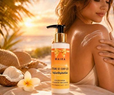 Loțiune de corp Lux cu Niacinamide pentru hidratarea pielii, varianta Tropical Sun, în recipient de 100 ml cu pompiță.