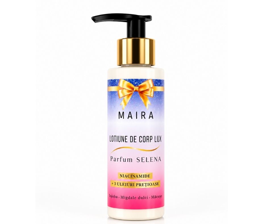 lotiune-de-corp-lux-niacinamide-selena-100ml Loțiune de corp Lux cu Niacinamide pentru hidratarea pielii, varianta Selena, în recipient de 100 ml cu pompiță.