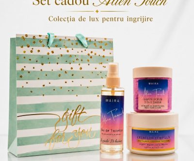 Set Alien Touch cu Eau de Toilette, Cremă de Corp Lux și Scrub 2 în 1 cu Zahăr. Ritual complet cu parfum intens de iasomie, ambră și vanilie.