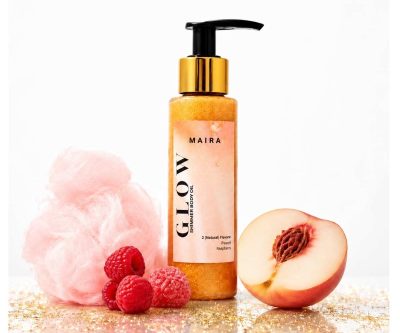 Ulei de corp GLOW cu sclipici auriu – parfum Peach Kiss, 100 ml