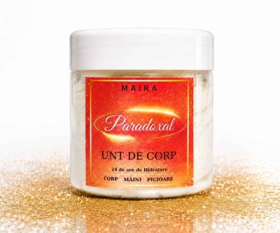 Unt de corp cu sclipici auriu Paradoxal MAIRA 100g, efect glow gold și hidratare 24h