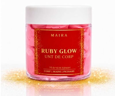 Unt de corp cu sclipici Ruby Glow , body butter hidratant cu parfum intens și strălucire elegantă pentru femei
