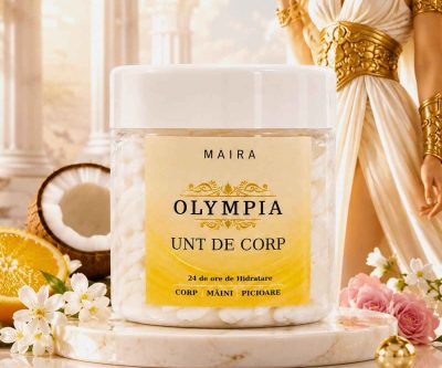 Unt de corp Olympia MAIRA textura aerata roz hidratare 24h aroma portocala cocos iasomie