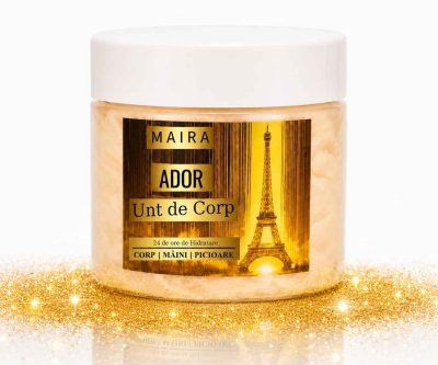Unt de corp sclipitor ADOR cu hidratare intensă și parfum floral sofisticat, pentru piele catifelată și luminoasă.