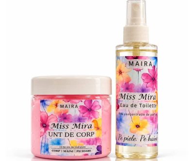 Set Miss Mira MAIRA fără ambalaj cu unt de corp și Eau de Toilette