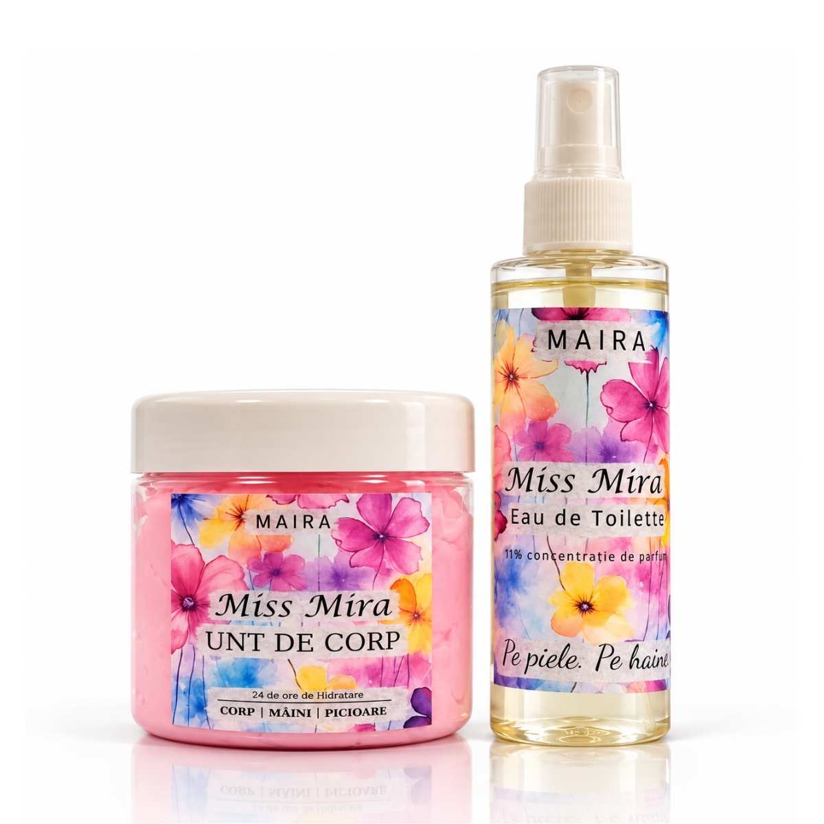 set-miss-mira-maira-fara-ambalaj-cadou Set Miss Mira MAIRA fără ambalaj cu unt de corp și Eau de Toilette